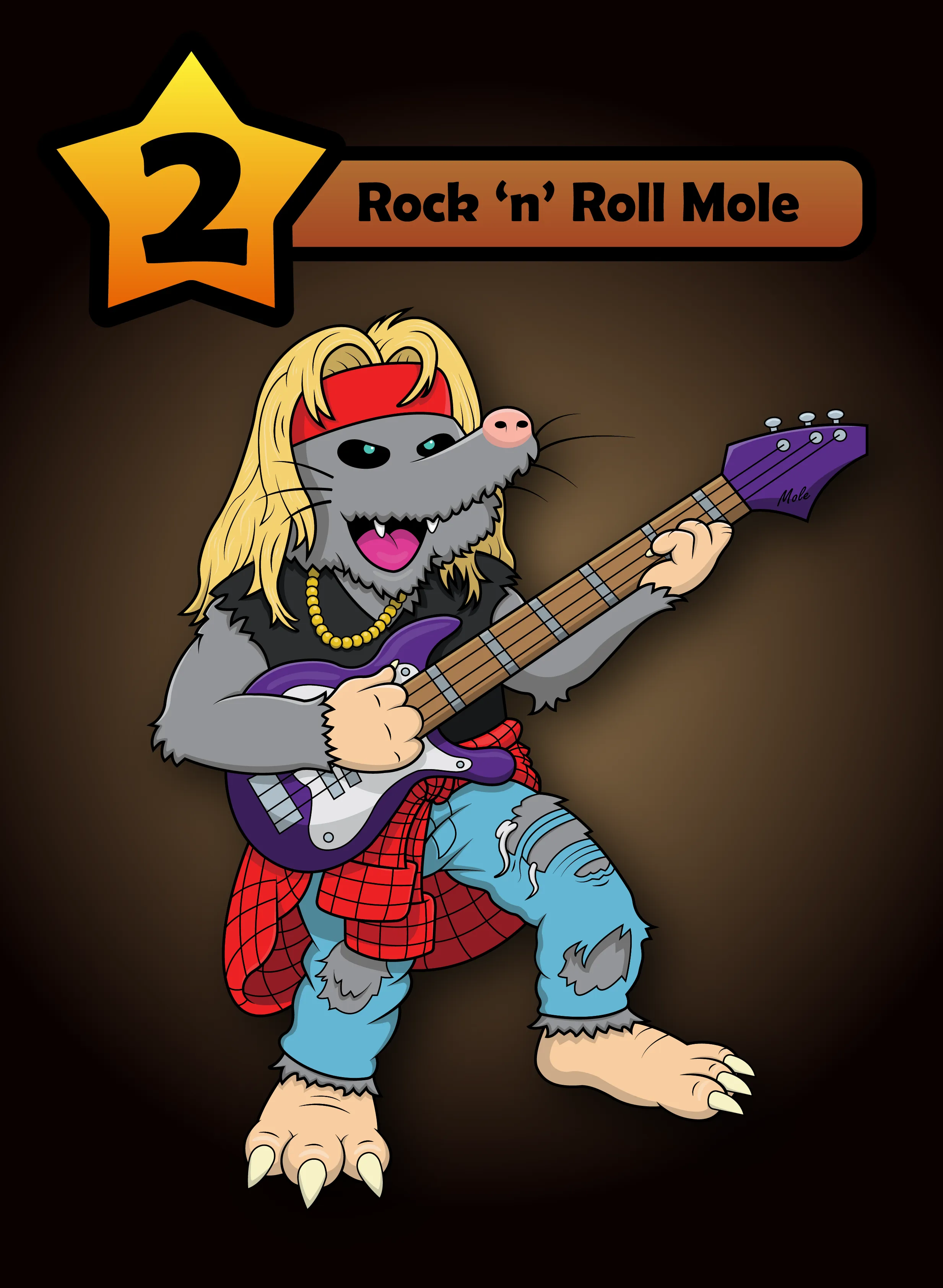 Rock 'n' Roll Mole Card